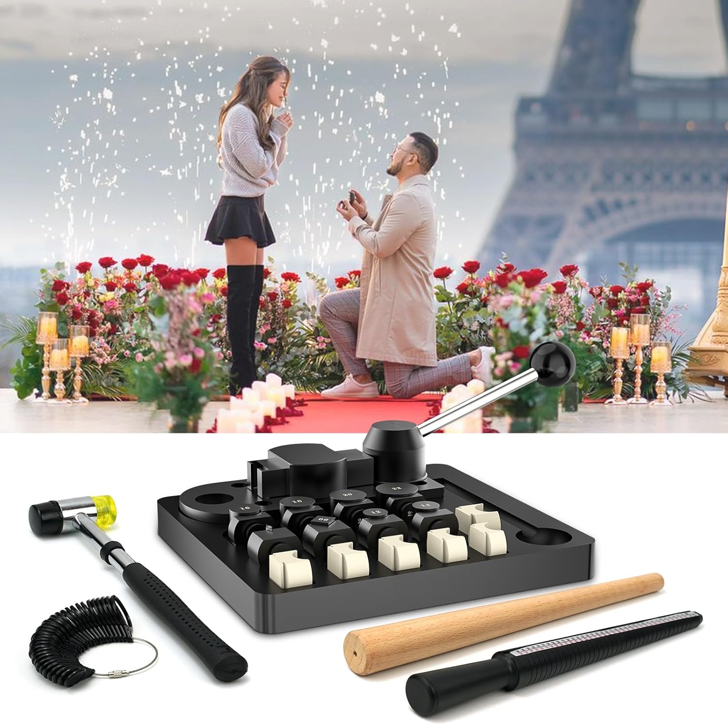 Ring Bender Tool Rings Bending, Spoon Rings Maker Machine Jewelry Making Kit with Nylon Dies Earring Ring Bender Machine Sizer Measuring Tool Jewelry Making Tool