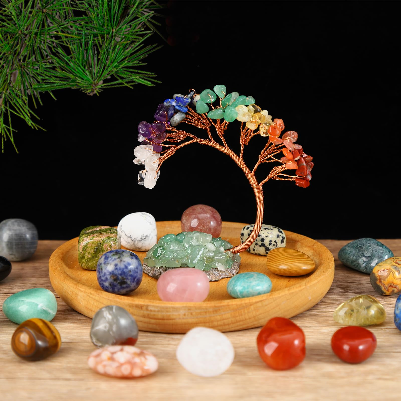 Calendario de Adviento de cristal 2025, 24 sorpresas con árbol de cristal de chakra, 23 rocas naturales y piedras preciosas para aprender, coleccionar, calendario de Adviento de Navidad, regalo para