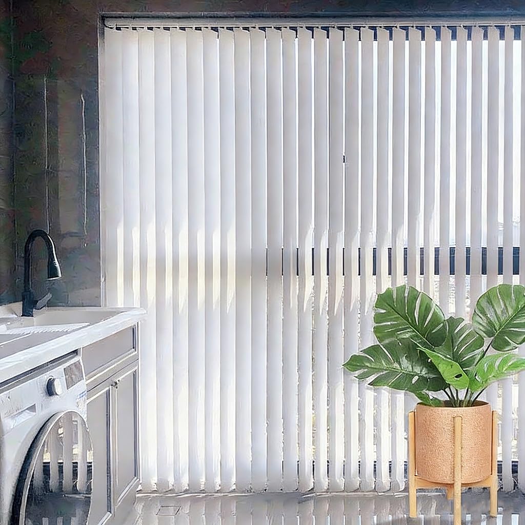 Vertical Blinds for Sliding Glass Doors 63" 68" 71" 78" 83" 88" 92" 98" White Light-Filtering Window Shades for Living Room & Patio Door Divider Blinds, Cordless(83" W x 78" H)