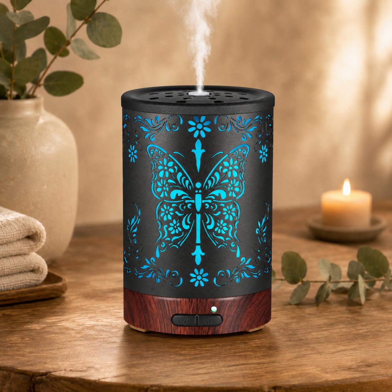Diffusore di oli essenziali in metallo da 150 ml, diffusore per aromaterapia, umidificatore a nebbia fredda con 7 colori, diffusore d'aria senza acqua, spegnimento automatico, regalo per mamme, donne