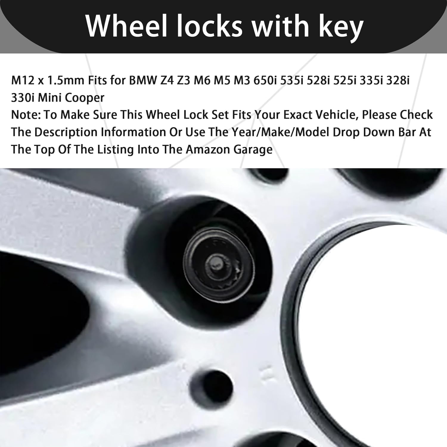 Wheel Lock Set Lug Nuts Bolts M12 x 1.5mm Fits for BMW Z4 Z3 M6 M5 M3 650i 535i 528i 525i 335i 328i 330i Mini Cooper Replacement 36136786419