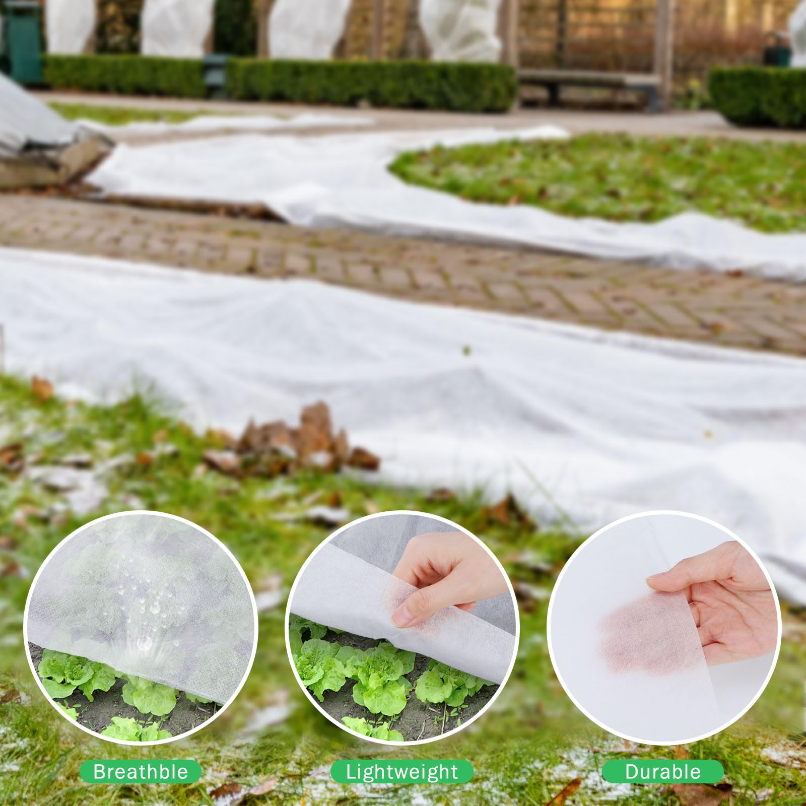 Hushee Paquete de 6 cubiertas para plantas, protección contra congelación, 8 x 24 pies, cubierta de protección contra heladas de plantas, red de jardín para invierno, cubierta flotante, manta de