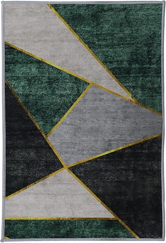 Miniatura 7 de Alfombra casual de algodón geométrica, moderna, con formas geométricas abstractas, para exteriores, 5 x 7.5 pies, para patio, dormitorio, comedor,