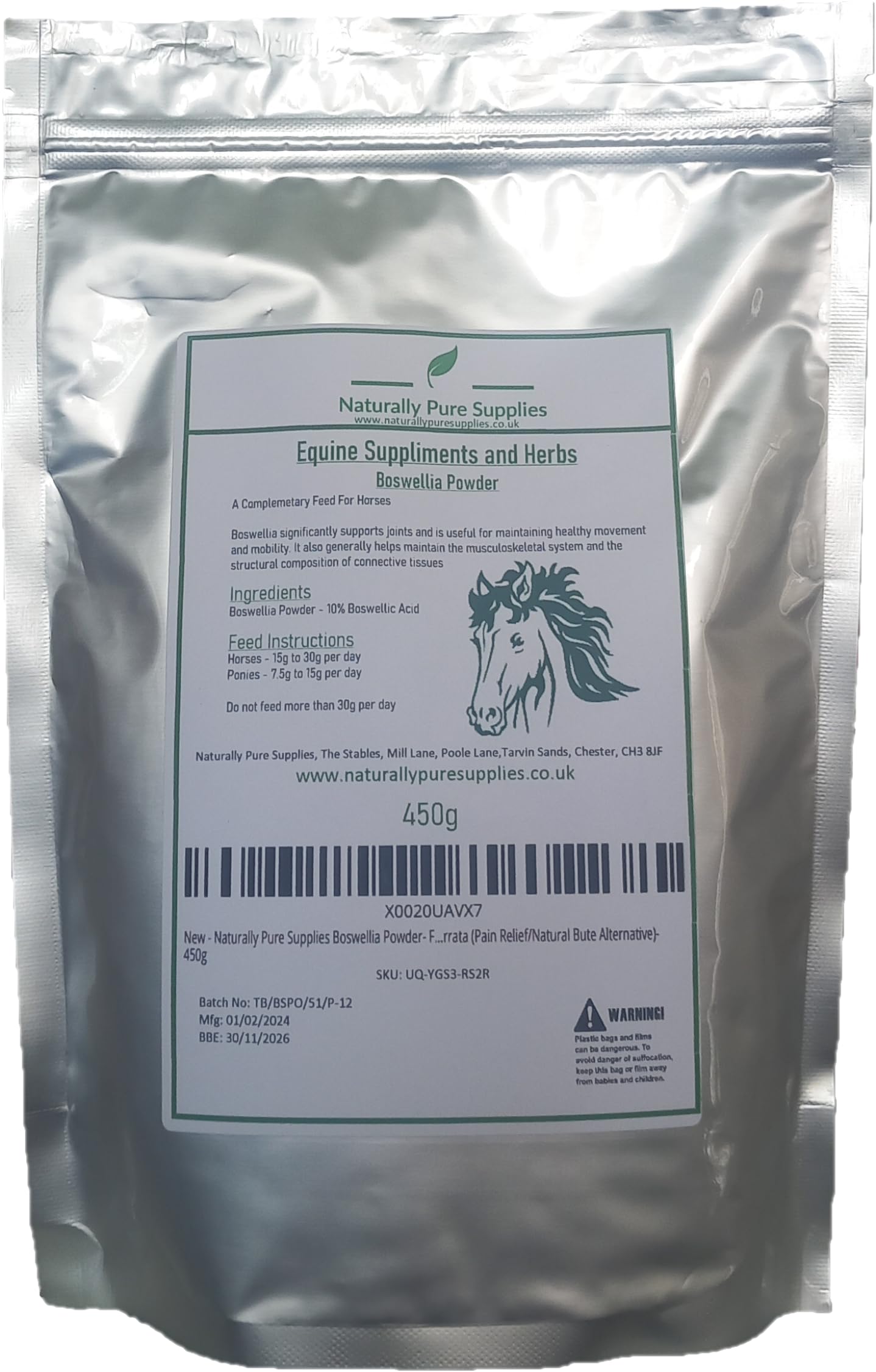 Boswellia Powder- Frankincense/Serrata (Pain Relief/Natural Bute Alternative)- 450g