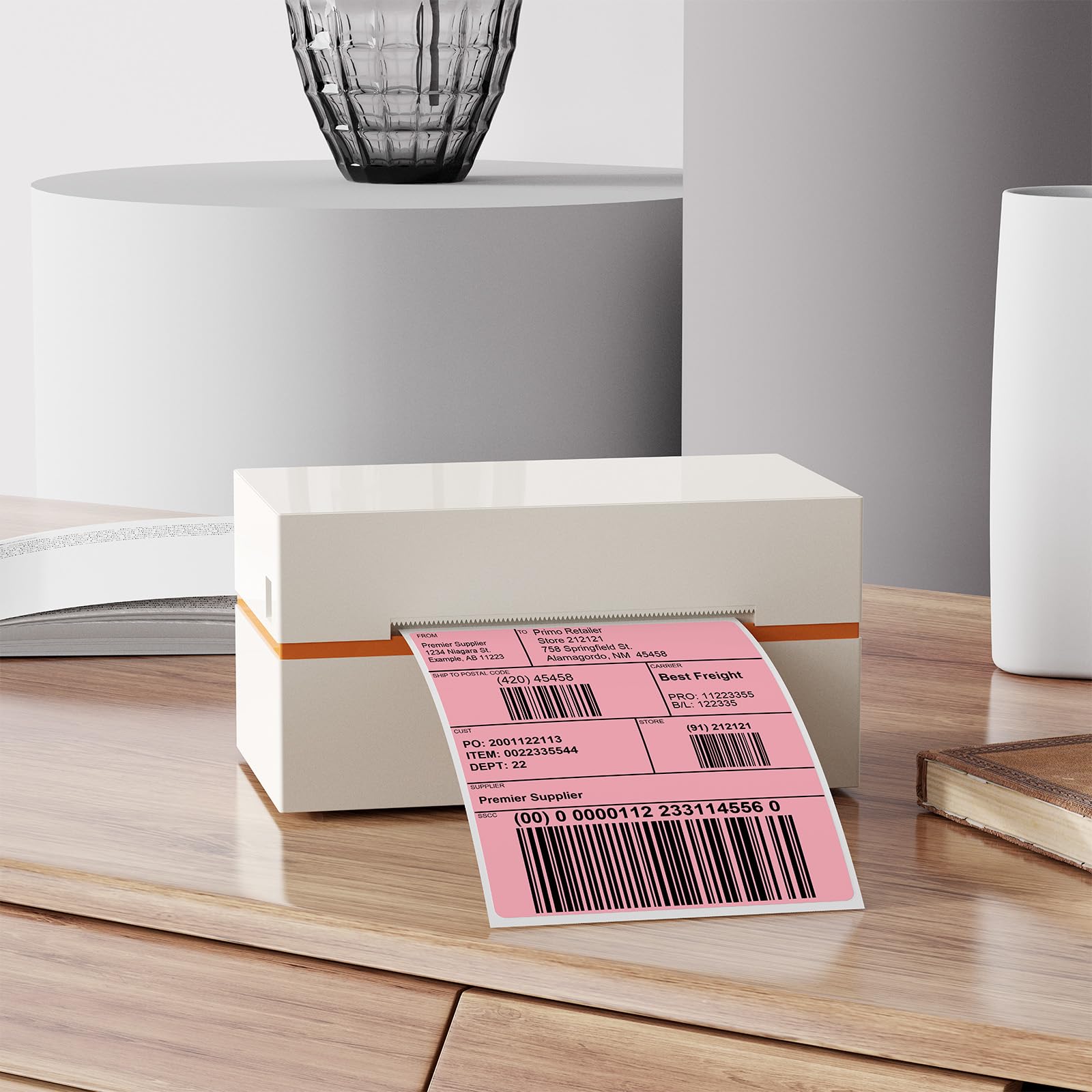 Pink Direct - Etichette termiche adesive in vinile, 15,2 x 10,2 cm, rettangolari, impermeabili, per stampante, etichette per spedizione con codice QR, indirizzi fai da te, ufficio, 250 pezzi