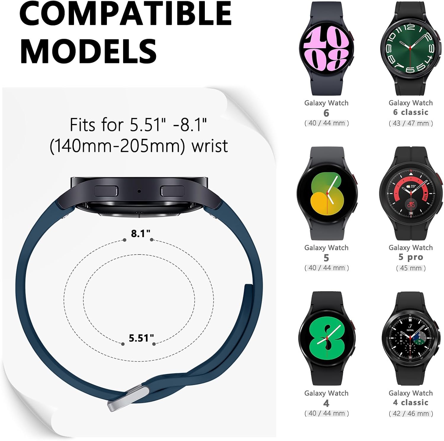 One-Click Bands Compatible with Samsung Galaxy Watch 7/6/5/4/FE 40mm 44mm, Galaxy Watch 6 Classic 43mm 47mm, No Gap Silicone Soft Sport Strap for Galaxy Watch 4 42mm 46mm Women Men 40 44 43 47 mm