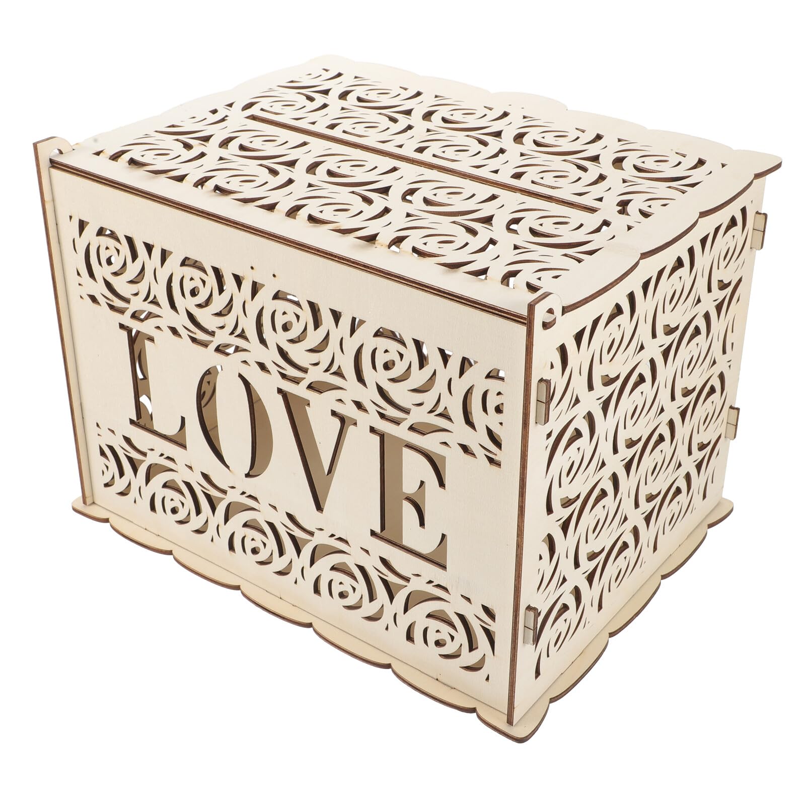 OSALADI Scatola Portacarte in Legno Rustico Fessura per Buste Matrimonio, Contenitore Decorativo per Biglietti Nozze Fai da Te, Custodia per Ricordi Festa Anniversario e Cerimonie