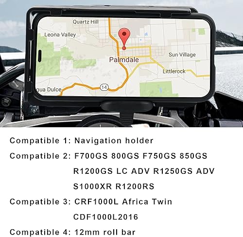 Miniatura 2 de MDPROMCP R1200GS - Soporte para teléfono para motocicleta con cargador USB doble, soporte de navegación GPS compatible con F700GS F800GS R1200GS