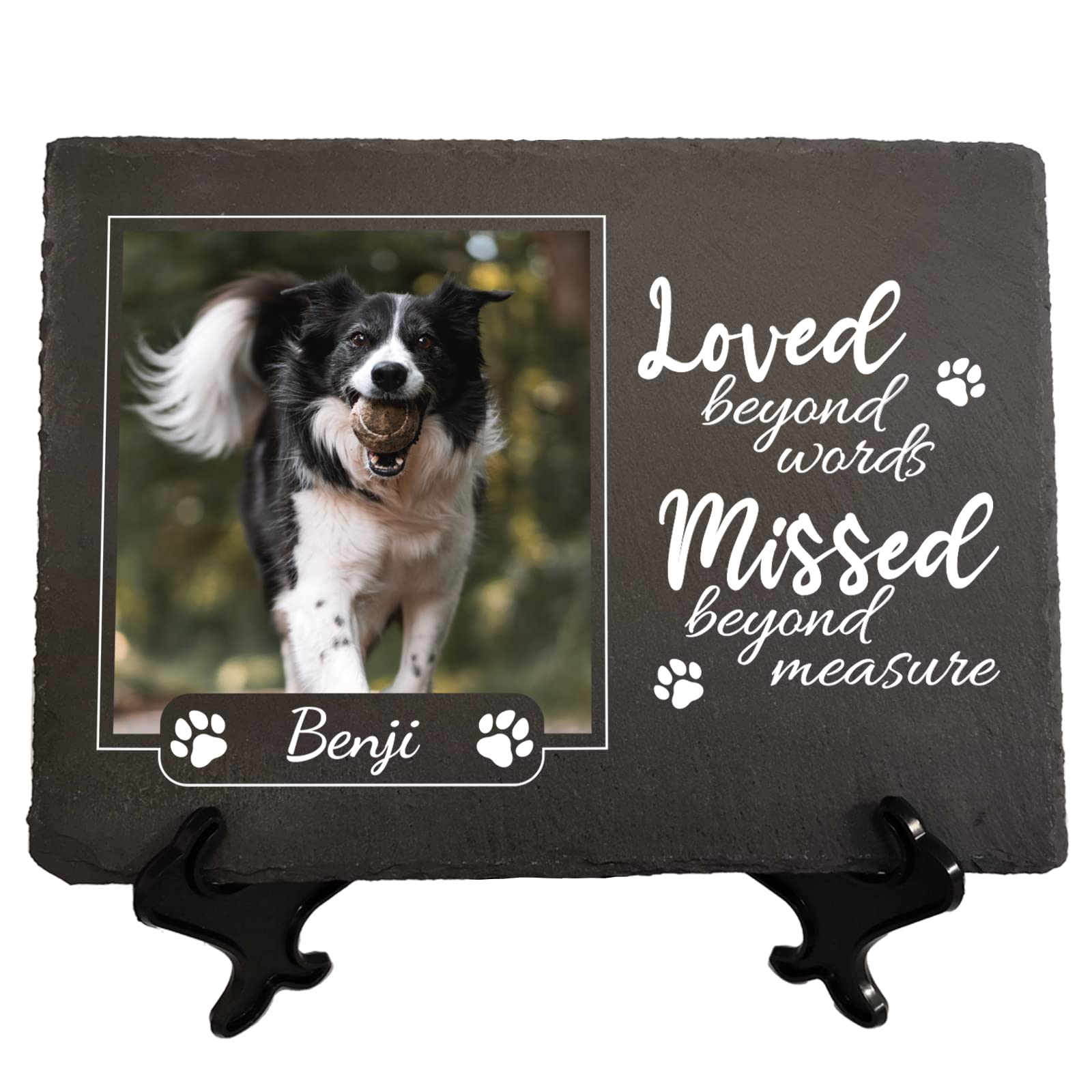 Extra Large 29cm x 20cm Personalised Pet Memorial Photo and Memory Slate Plaque with Optional Stand
