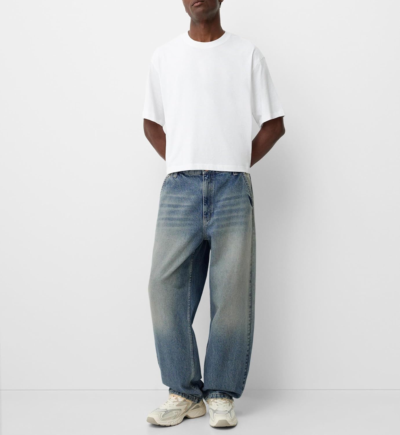 Men Grunge Jeans Vintage Baggy Wide Leg Hip Hop Skater Denim Pants Fashion Casual Loose Fit Trousers Streetwear