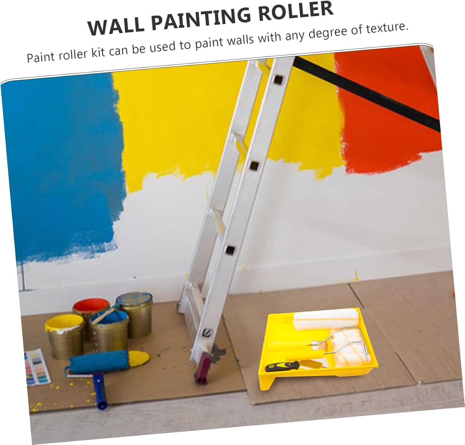 WOONEKY Ergonomic Design Paint Roller Brush Set Roller Paint Brush Wall Ceiling Painting Kit