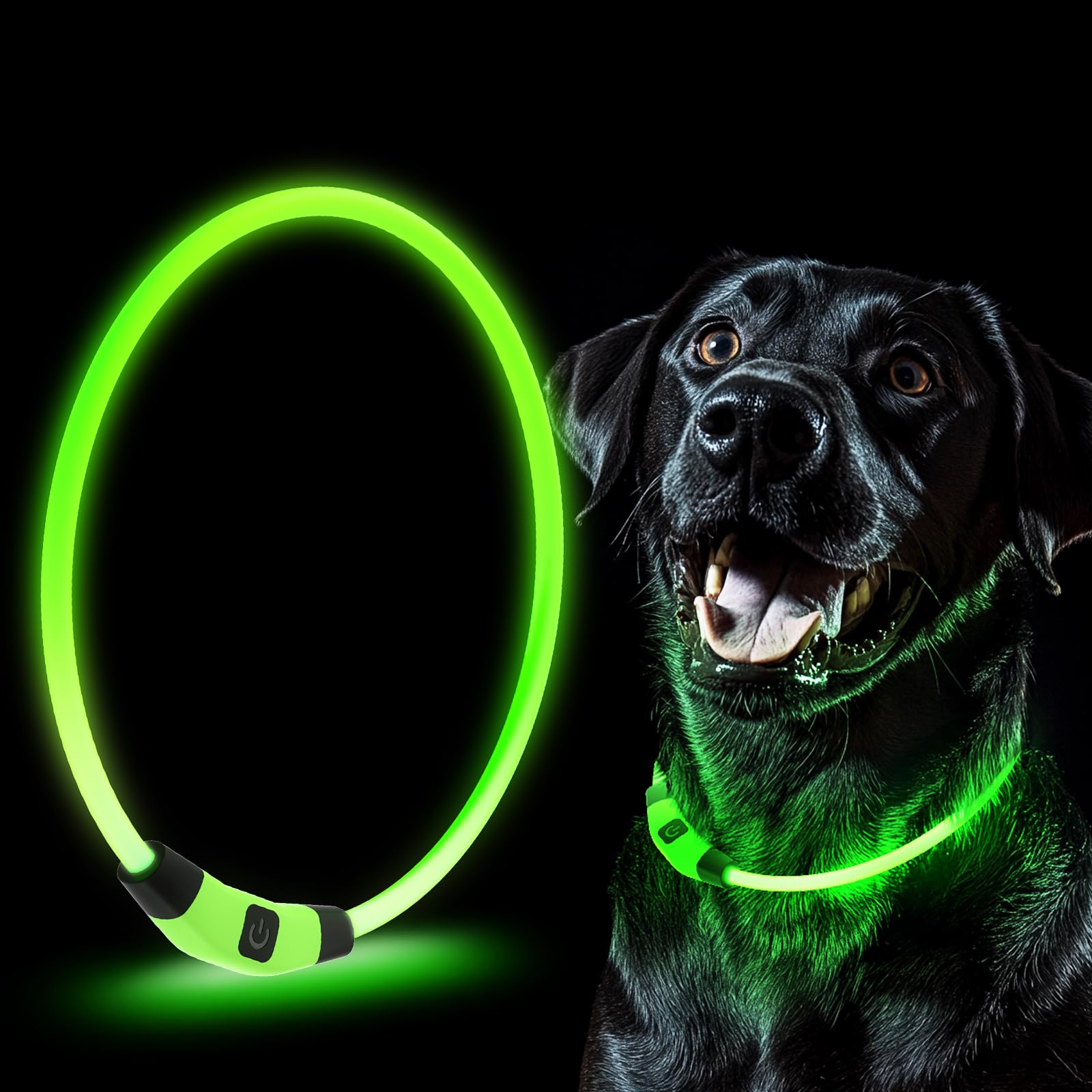 Collar con LUZ LED, 7 Colores Intercambiables, Resistente AL Agua, para Mascotas Seguridad Nocturna, Collar Luminoso Que Brilla en la Oscuridad. Recargable por USB, Tamaño Ajustable.
