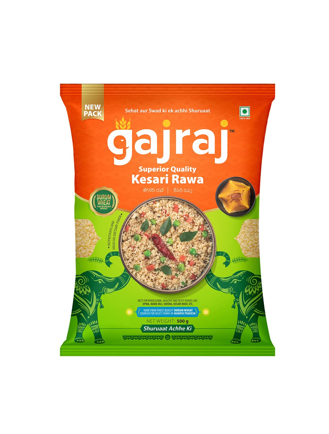 gajraj Kesari Rawa | Sooji | Suji | Healthy Breakfast Make Upma, Idli, Dosas, Sheera (500gm, pack of 5) (B0B5X4YW3R) Amazon Price History, Amazon Price Tracker
