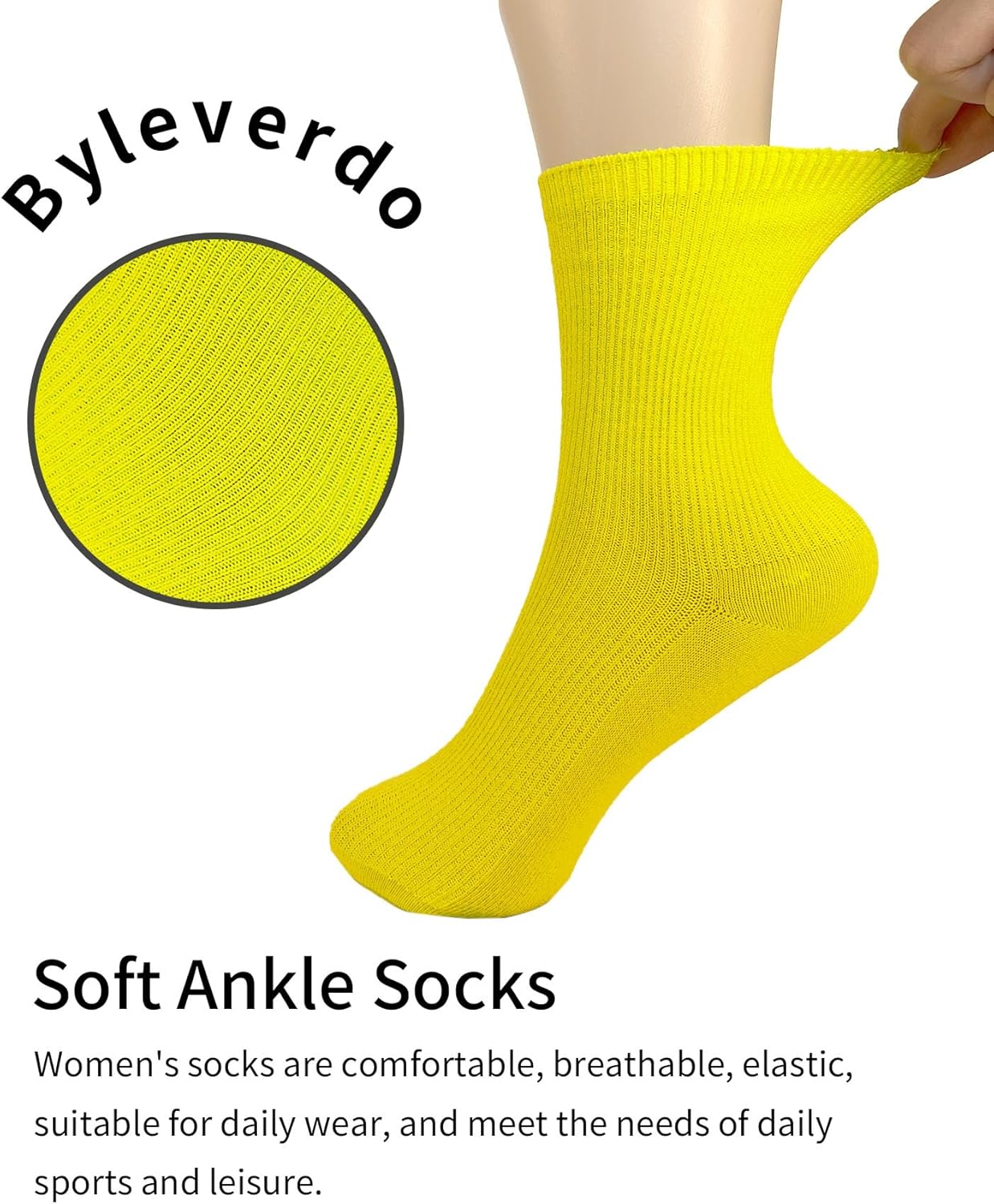 Womens Ribbed Knit Socks Cotton Athletic Running Casual Crew Socks - Image 2