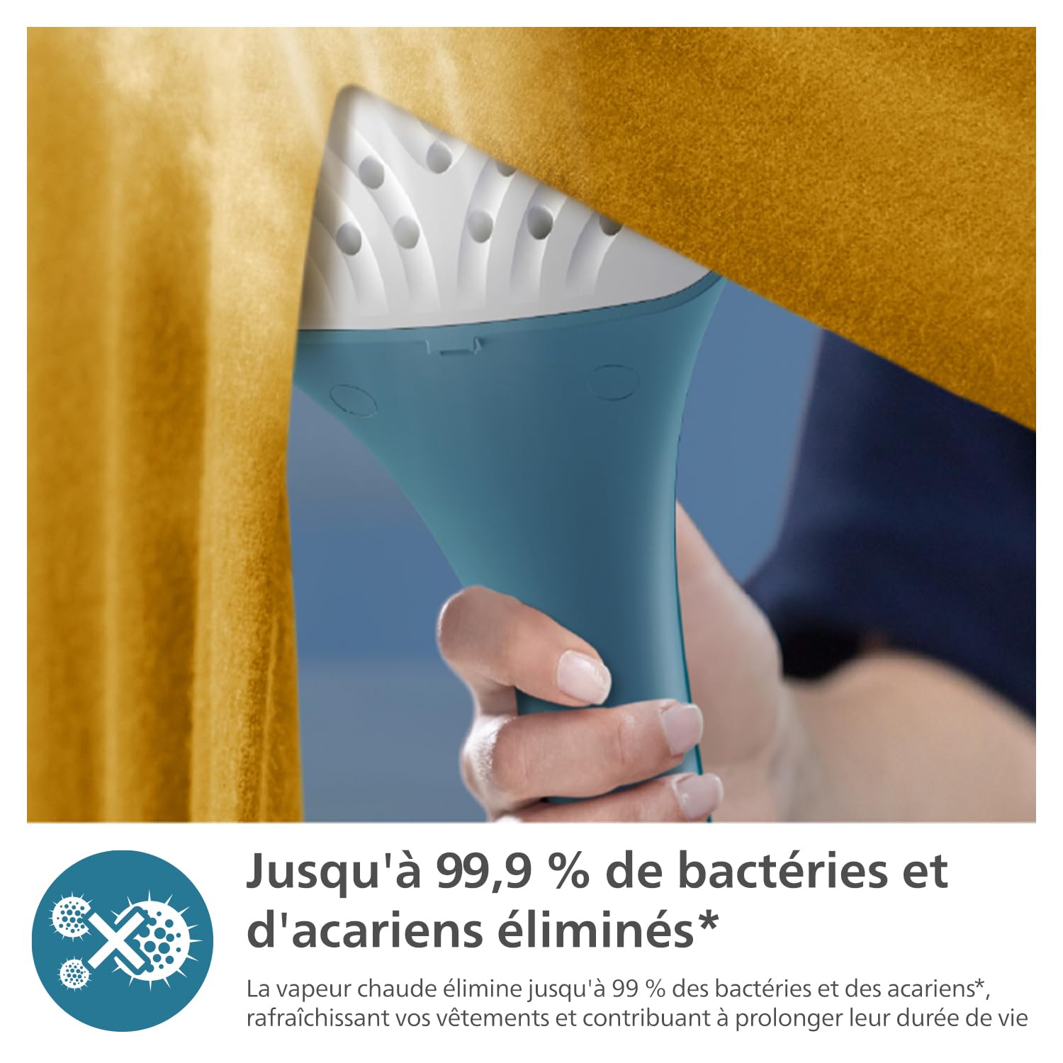 Philips Défroisseur Série 1000 - Steamer 1800W, Grand réservoir 1.8L, 3 réglages vapeur, StyleBoard intégré, Défroissage facile, prêt en 30sec, Élimination de 99,9% des bactéries, Blanc (STE1040/20)