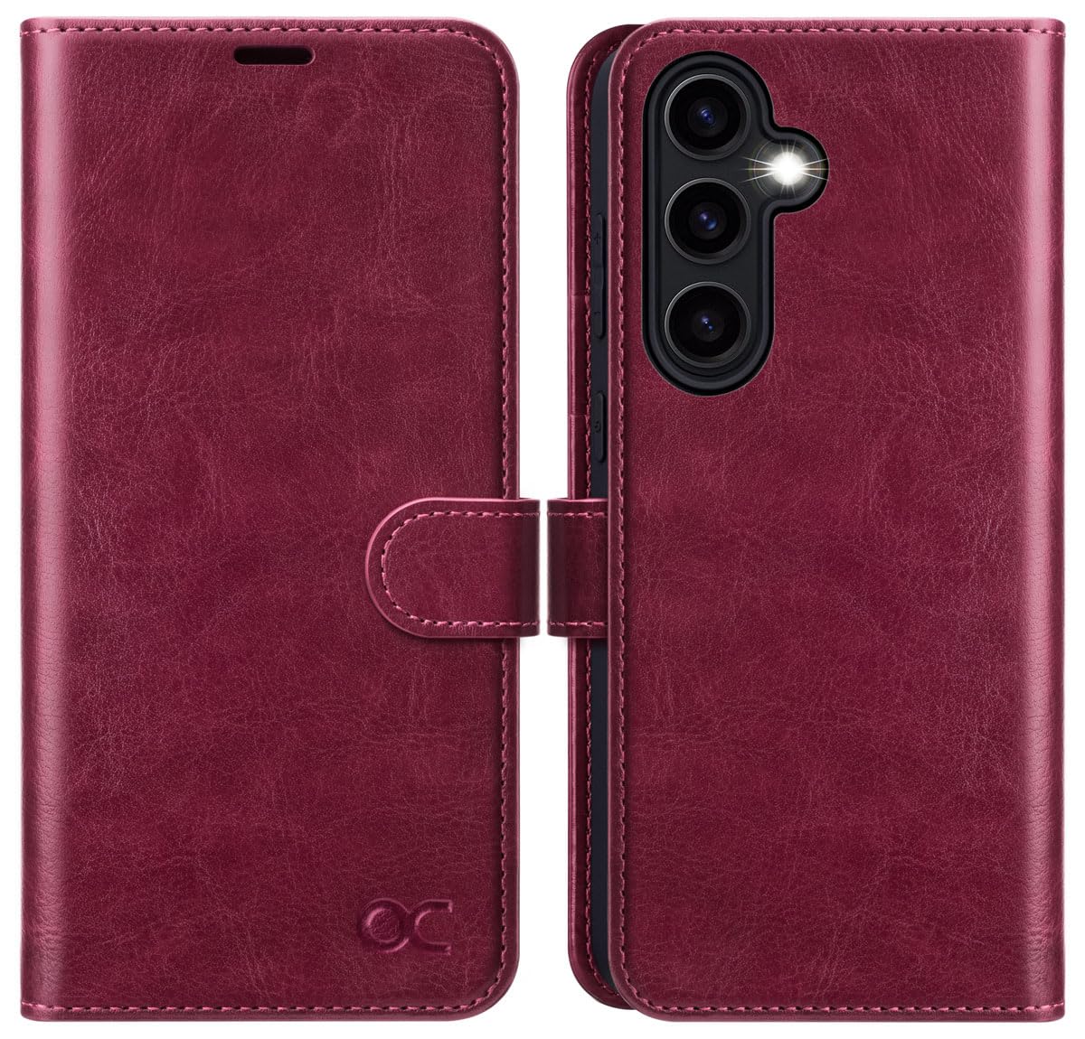 OCASE Compatible with Samsung Galaxy A55 Wallet Case, PU Leather Flip Folio Case with Card Holders RFID Blocking Kickstand [Shockproof TPU Inner Shell] Phone Cover (2024), Burgundy