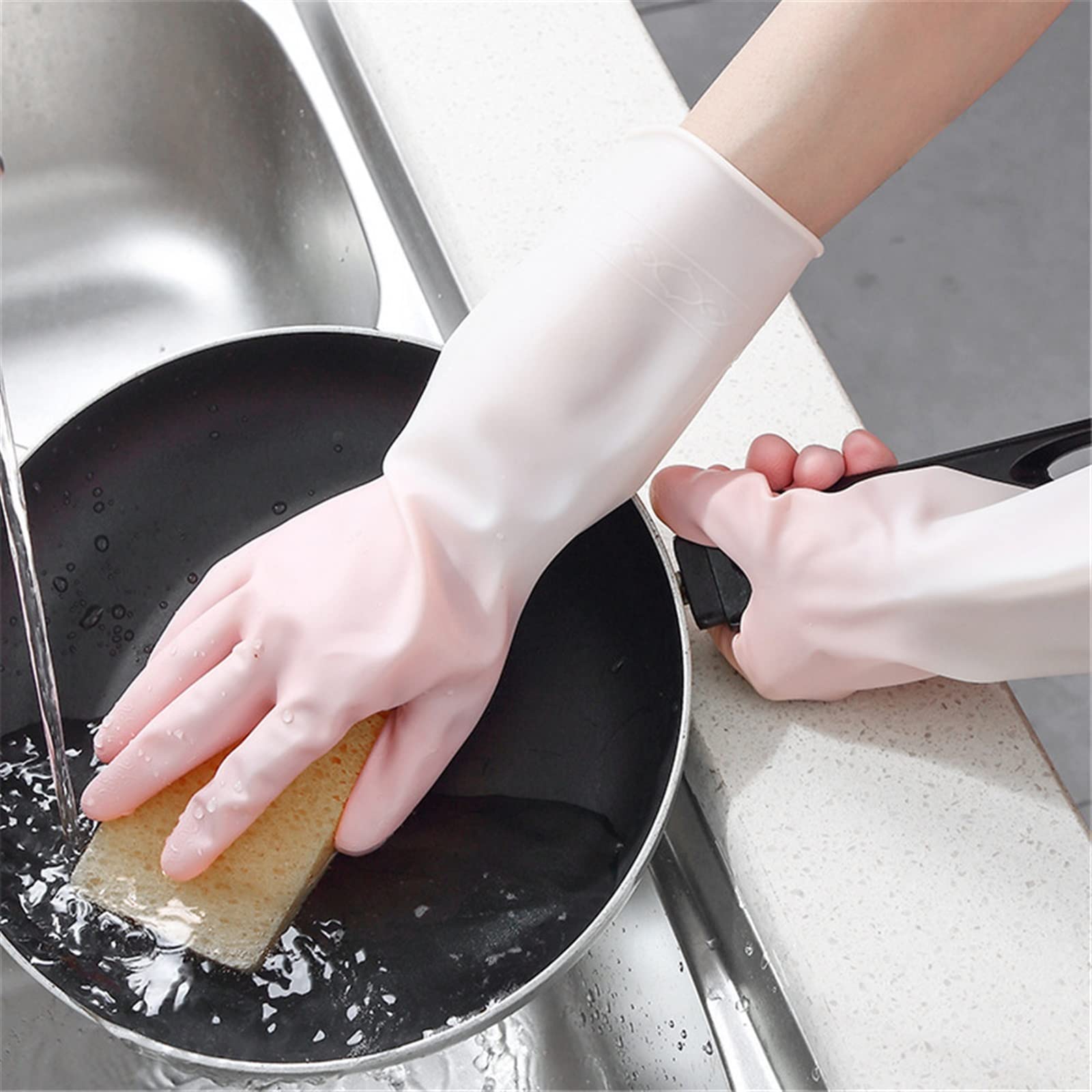 Guantes domésticos de lavado de caucho impermeable Cleaning Gloves, Washing Dishes, Cleaning Gloves, Scrubbers, Dishwashing Sponges, Rubber Gloves, Cleaning Tools(Green)