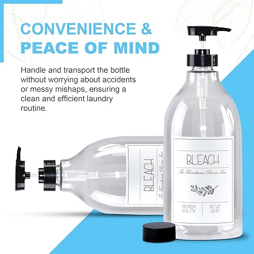 Miniatura 5 de Dispensador de blanqueador para cuarto de lavado, dispensador de botellas para blanqueador líquido, sin BPA y dispensador de jabón de plástico PET