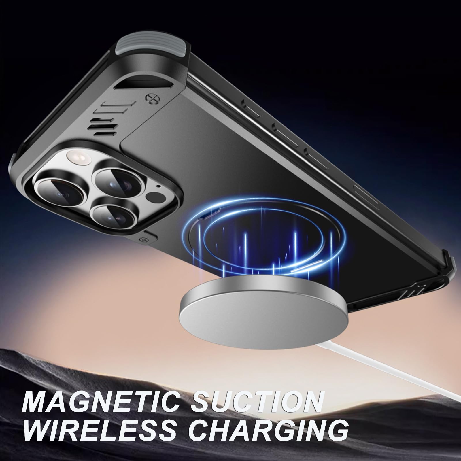Metall Hülle Für iPhone 16 Pro Max/16 Pro/16 Plus/16, Randlos Magnetisch Ring Handyhülle Luftfahrt Aluminium Schutzhülle mit Aroma-Funktion,Schwarz,16