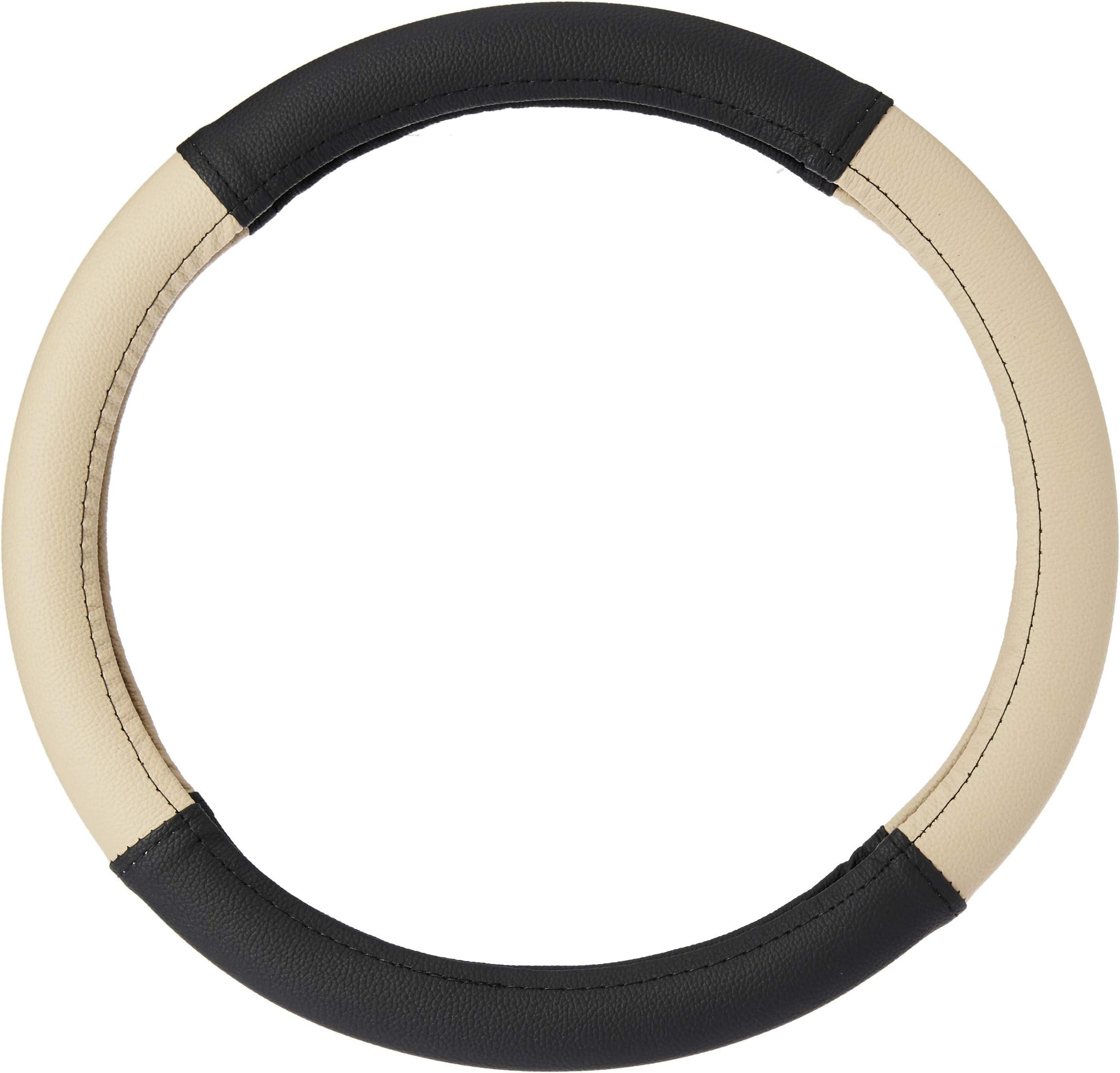 Allure Auto® Ring Type Car Steering Wheel Cover (Black and Beige) for Tata Indica Ev2