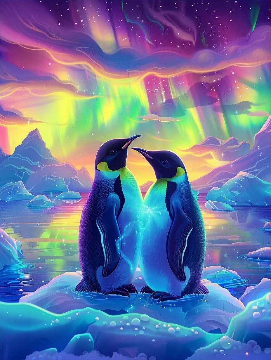 Penguin Puzzles for Adults 500 Piece Northern Lights Wooden Jigsaw Puzzle Difficult - 500 Pieces Puzzles