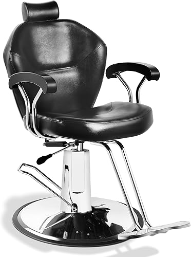 Silla de peluquería con bomba hidráulica resistente, silla reclinable giratoria de 360 grados, estructura de acero duradero, equipo de belleza para