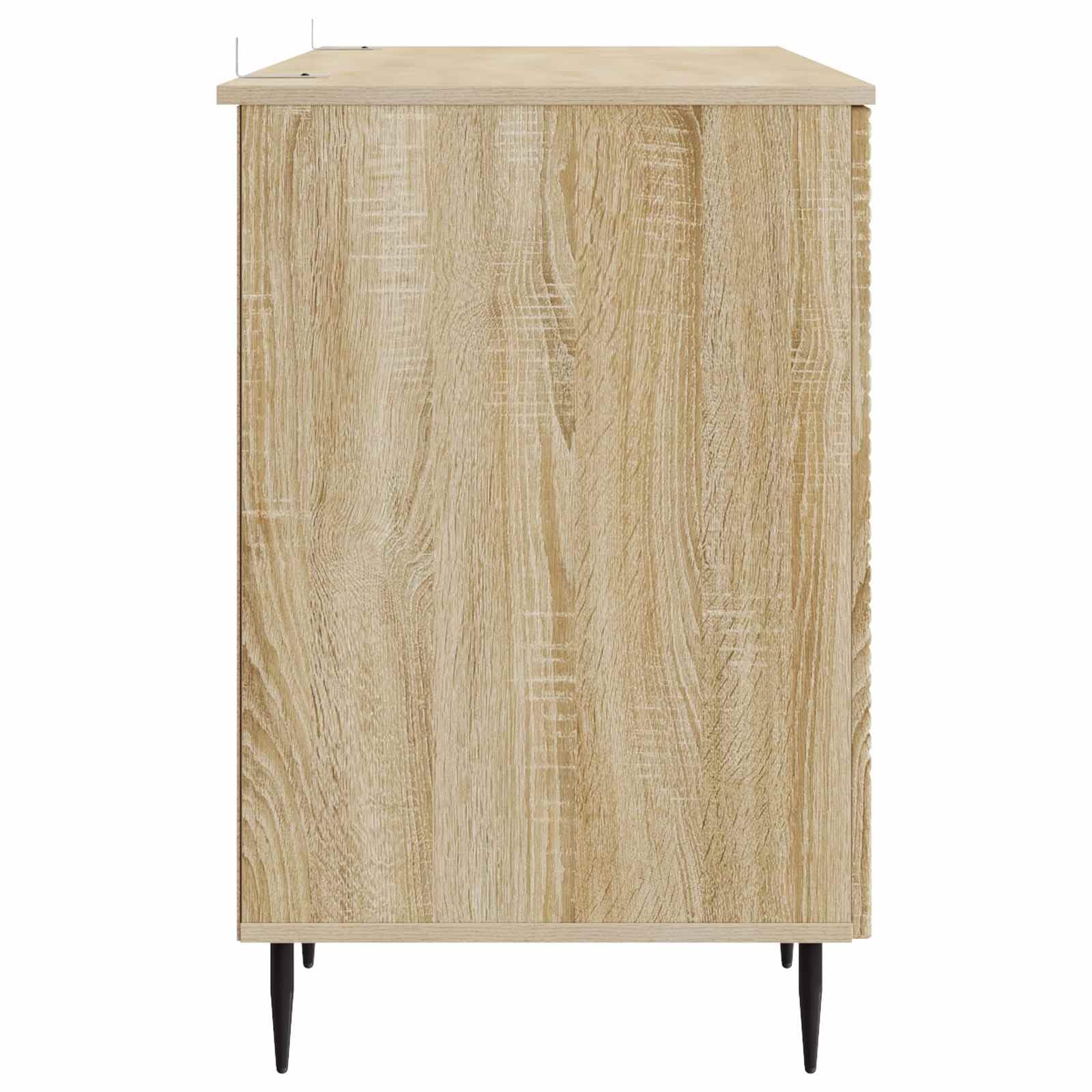 Biurko dąb Sonoma 142,5 x 50 x 75 cm, materiał drewnopochodny z regałem, drzwiami uchylnymi, półką na klawiaturę, zarządzanie kablami, do domowego biura, gabinetu, pokoju młodzieżowego