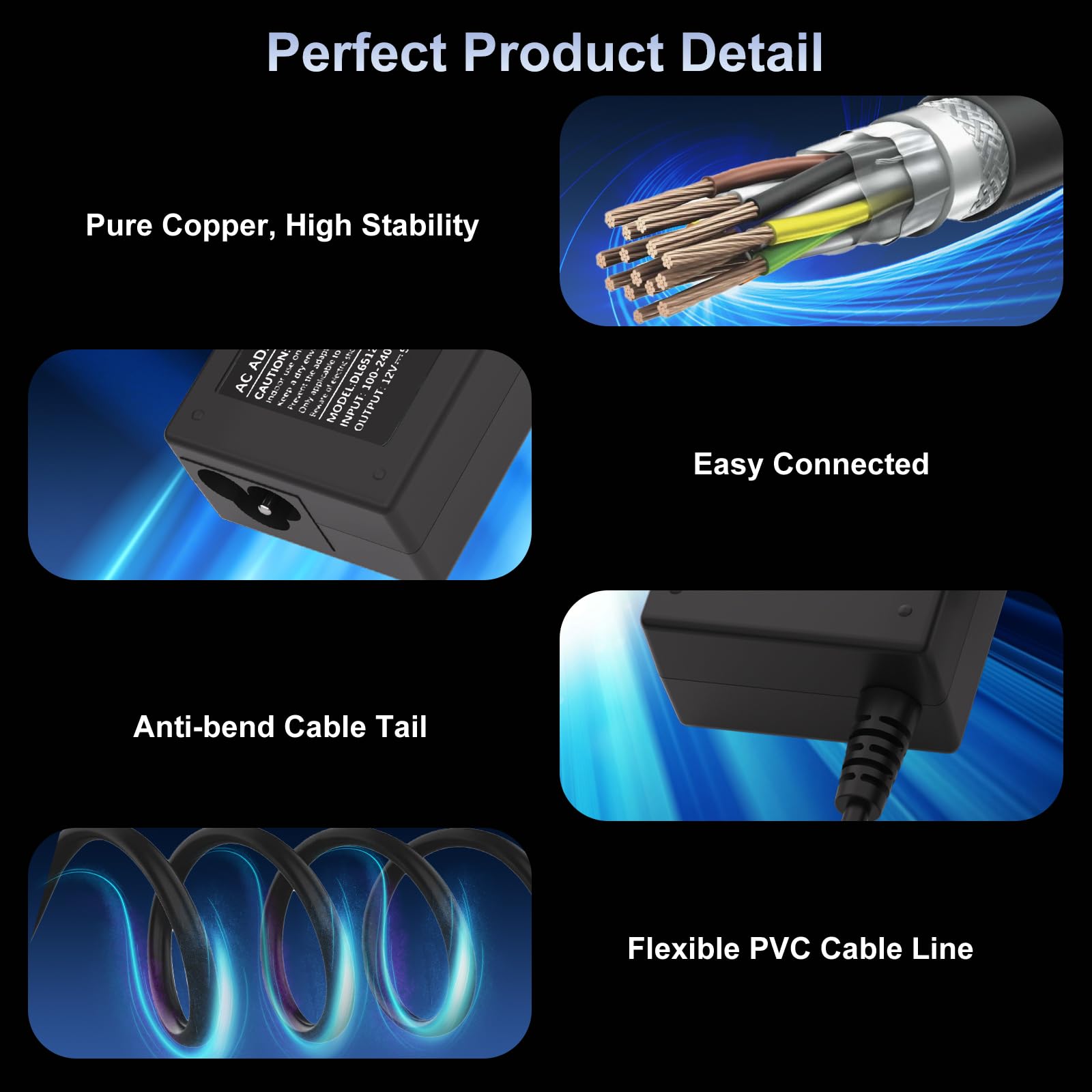 Caricabatterie da 12V compatibile con i sistemi NAS Qnap TS-253B TS-109 TS-209 TS-269 TS-221 TS-251 TS-209 Pro TS-220 TS-231P TS-228 TS-212