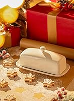 Vista 3 de Sweese - Mantequillera con tapa, mantequera de porcelana, soporte de mantequilla de 7.8 pulgadas con cubierta de asa, recipiente de mantequilla