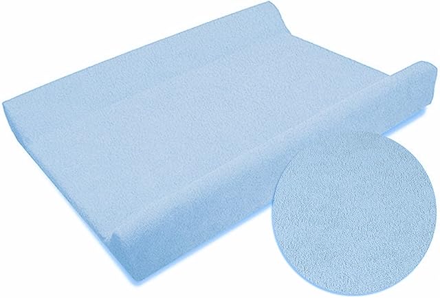 Baby Changing Mat Terry Cover for 70x50 cm Nappy Changer with Raised Edges (Blue)