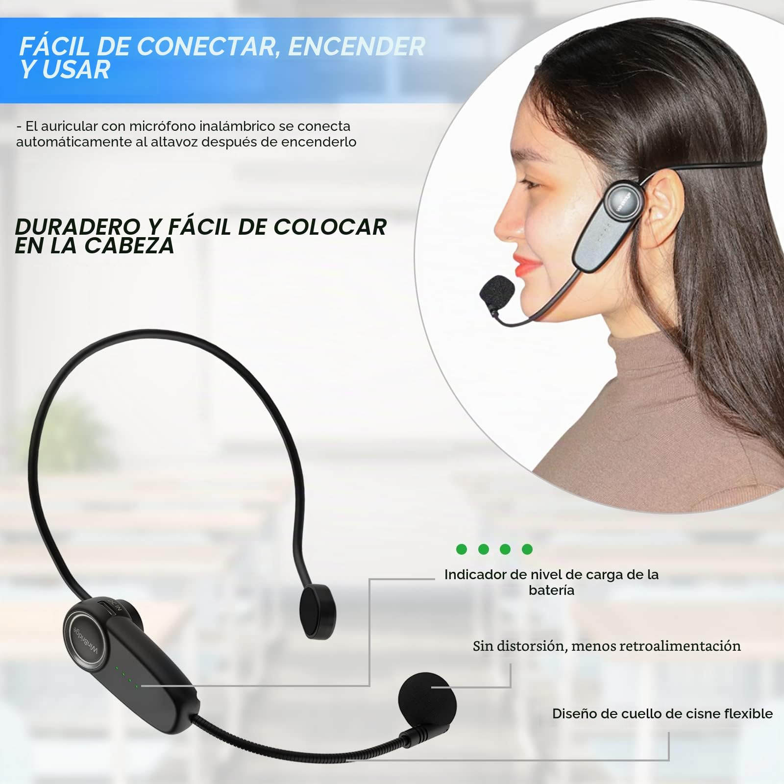 20W Bluetooth Amplificador de Voz Micrófono Inalámbrico para Profesores, Portátil Impermeable Amplificador de Voz Personal Mic Auriculares y Sistema de Altavoces M801