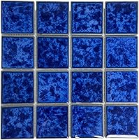 Vista 1 de Tenedos TPACFD-PL - Azulejo cuadrado de porcelana con efecto de salpicaduras de agua azul ultramarino de 3 x 3 pulgadas para cocina, baño, ducha