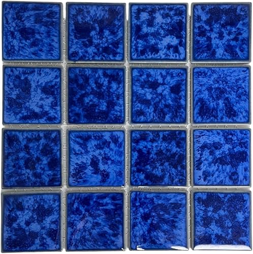 Tenedos TPACFD-PL - Azulejo cuadrado de porcelana con efecto de salpicaduras de agua azul ultramarino de 3 x 3 pulgadas para cocina, baño, ducha,
