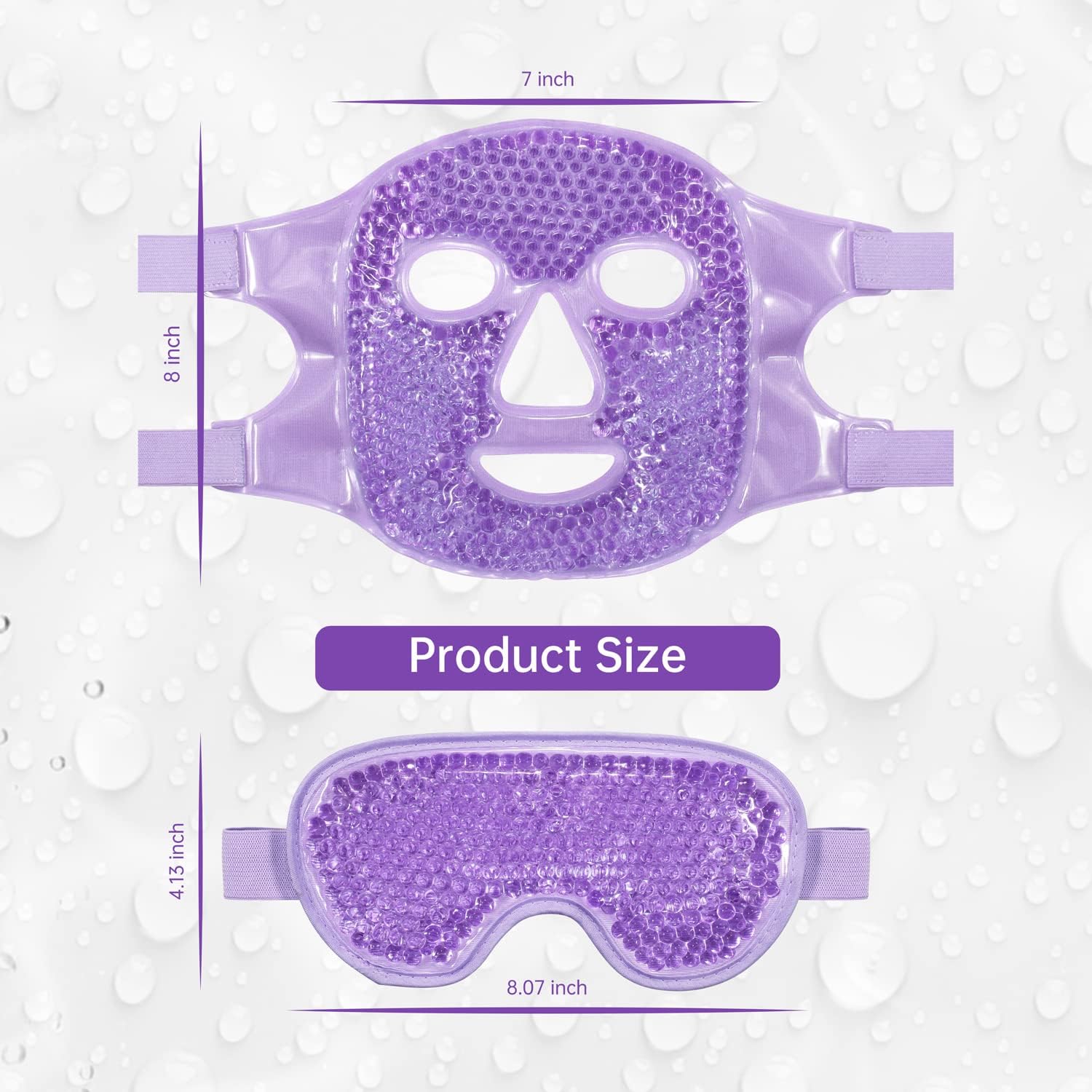 Set di 4 maschere per il viso, riutilizzabili, rinfrescanti e riscaldanti, per terapia del freddo/caldo, occhi gonfi, cura del viso, rosa e viola (20 x 18 cm)