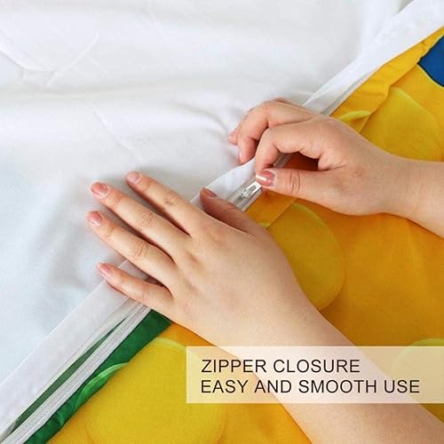 Miniatura 5 de VALKEM Juego de ropa de cama de 3 piezas, juego de funda de edredón de fútbol 3D matrimonial, juego de ropa de cama de 3 piezas con 2 fundas de