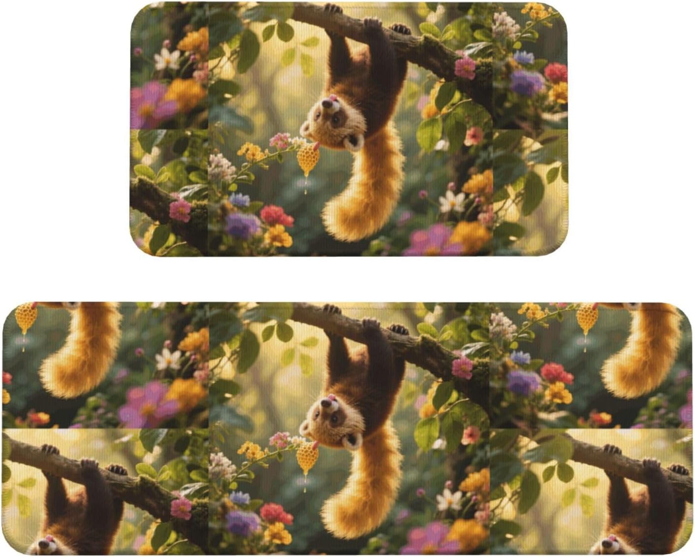 Kinkajou Kitchen Rugs Set of 2, Cushioned Anti-Fatigue Kitchen Mats for Floor, Waterproof Comfort Standing Mat Absorbent Velvet Kitchen Runner Rugs 17"x30"+17"x47"