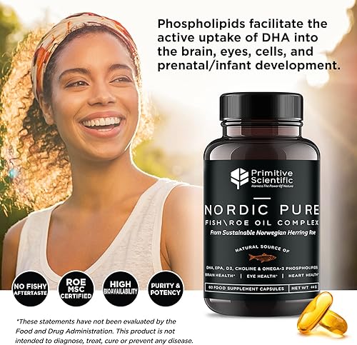 Miniatura 5 de Primitive Scientific Nordic Pure - Complejo de aceite de corza de pescado (60 cápsulas de aceite de pescado) para cerebro, inmunidad y visión -