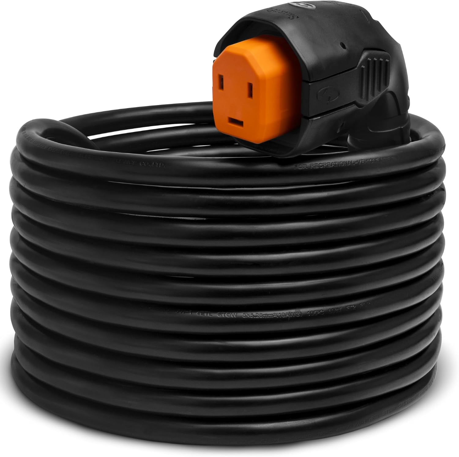 SmartPlug R30303A 30 Amp RV Cord 30 Foot - Angled Handle Dual Configuration Shore Power Cordset, Multi-Point Locking, Weatherproof, Reverse Polarity Indicator, Super Flex Cable