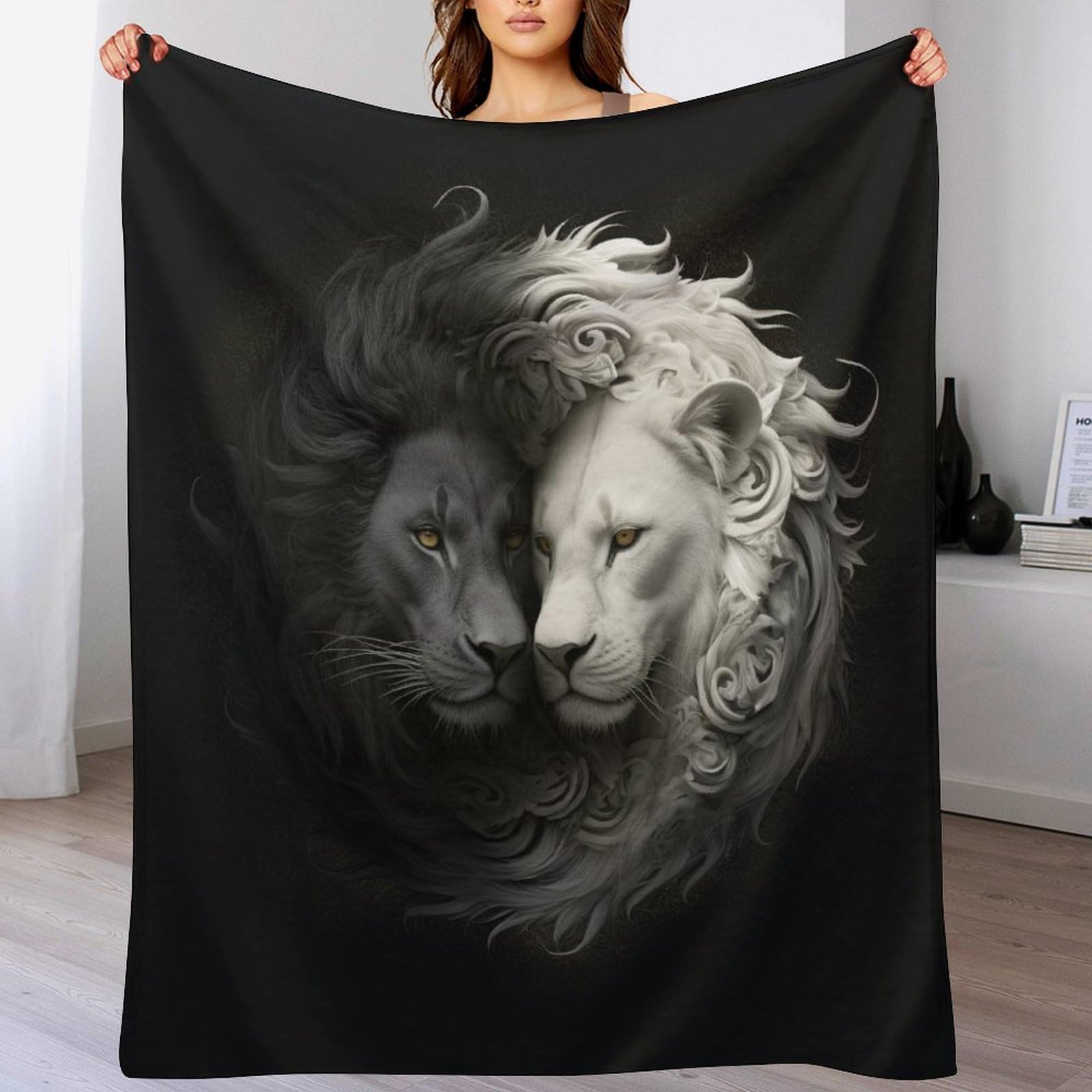 Couverture Polaire Tigre Yin Yang 130x180 cm en Flanelle Chaude pour Lit et Canapé