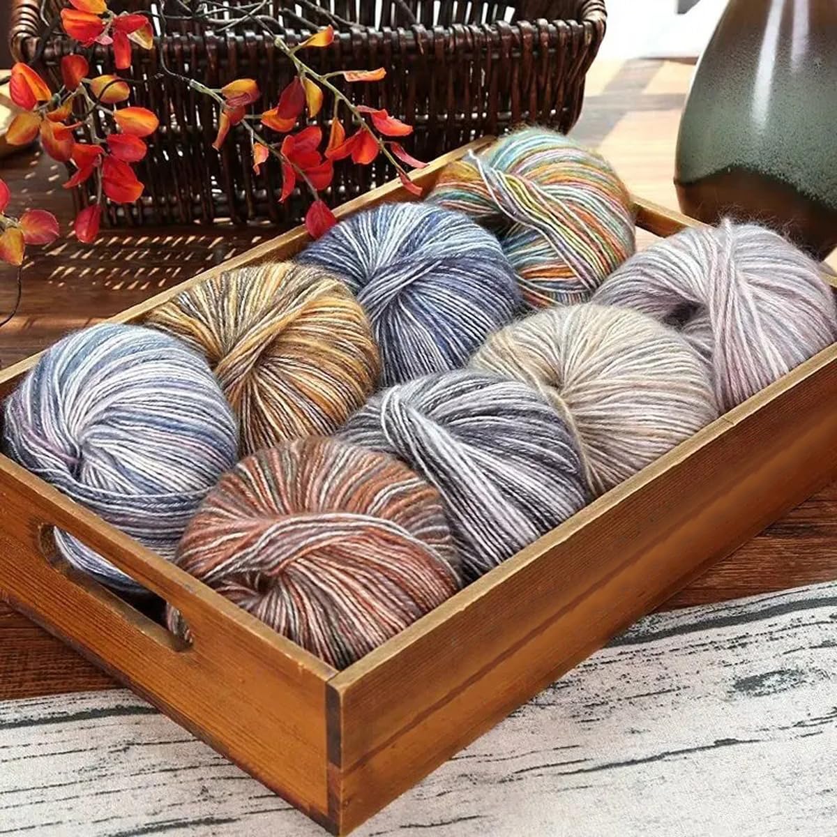3 Gomitoli di Filato di Cotone Mimetico da 50 G/1,76 Oz, Filato Tinto a Mano, Filato per Uncinetto, di Medio Spessore, per Vestiti, Sciarpe, Borse