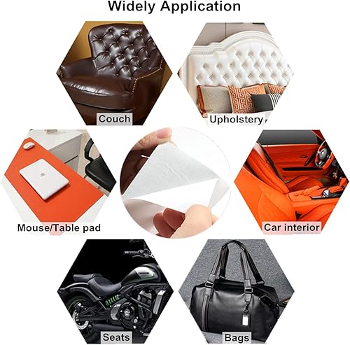 Miniatura 4 de Cinta de cuero autoadhesiva de 60 x 17 pulgadas, parche de reparación de cuero duradero, kit de reparación de vinilo y cuero para sofás, asientos de
