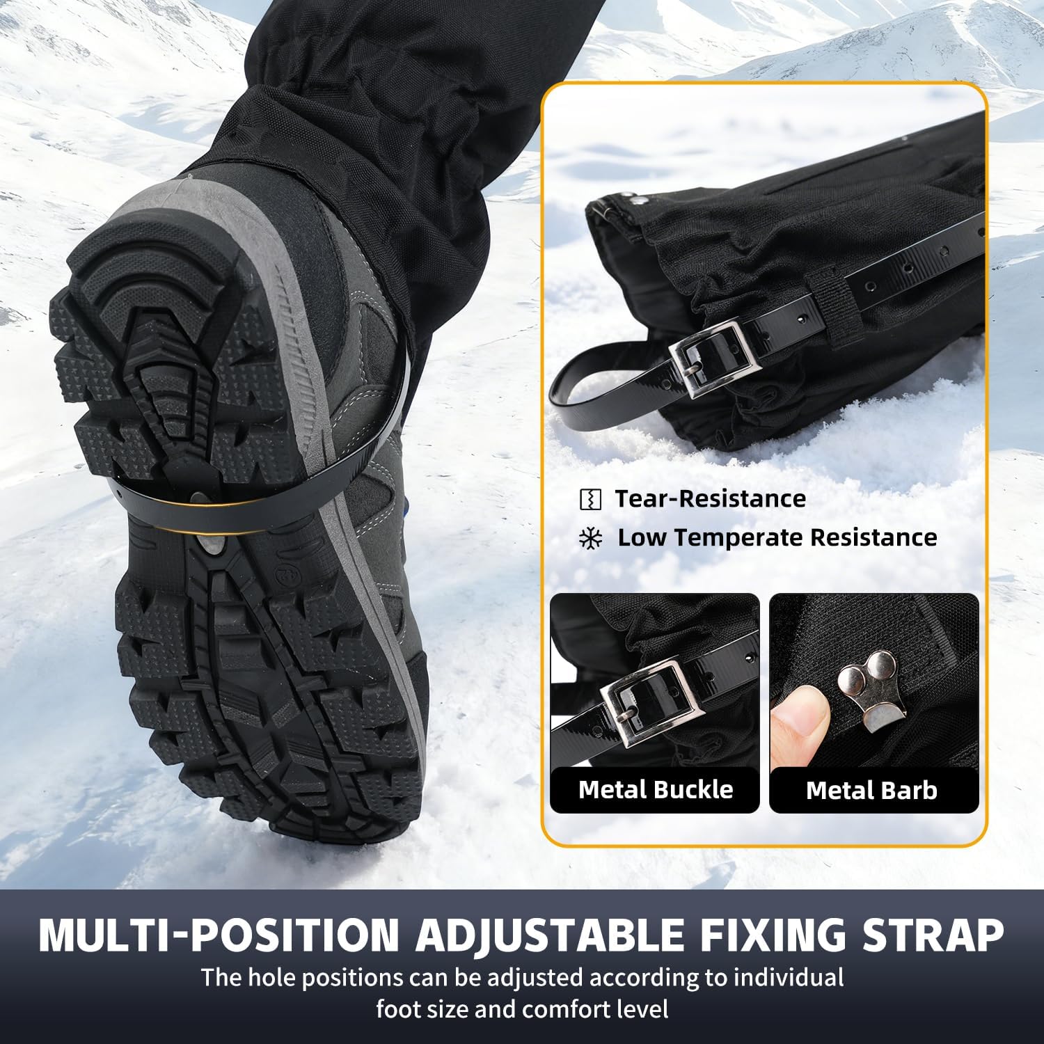 Adjustable Leg Gaiters, Waterproof Snow Boot Gaiters for Men Women with Hiking, Walking, Hunting, Snowshoeing, Climbing