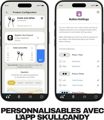 Skullcandy Push 540 Open Écouteurs Bluetooth Ouverts sans Fil, Casques, Résistants à la Sueur et l’Eau, 42 Heures d’Autonomie, Tour de Cou Amovible, Sécurisés - Noir - 4