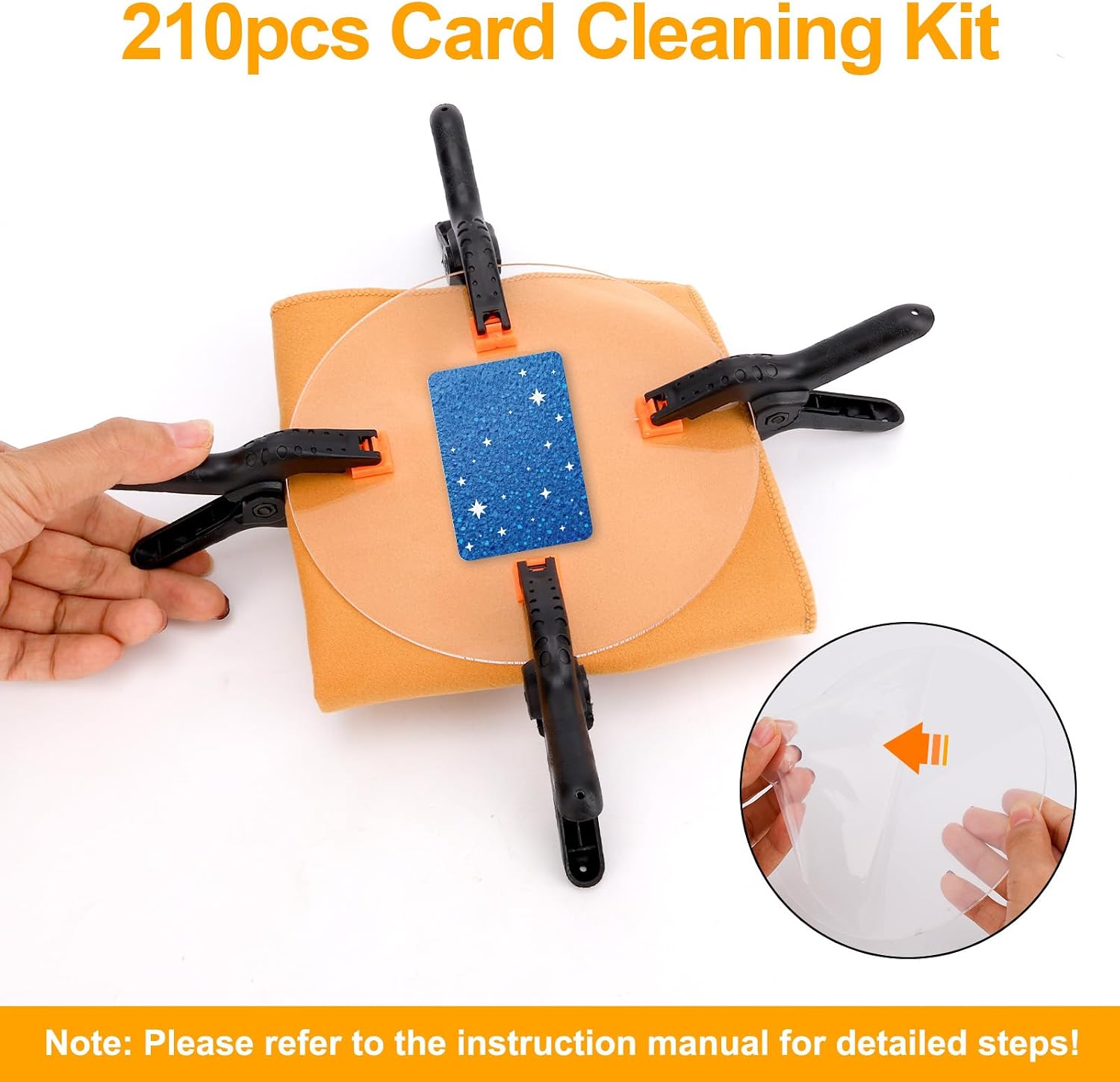 Fukaisu 210pcs Card Cleaning Kit, TCG Card Grading Care Flattening Repairing Tool Cleaner Tool Accessories for Collector Restoration Gift