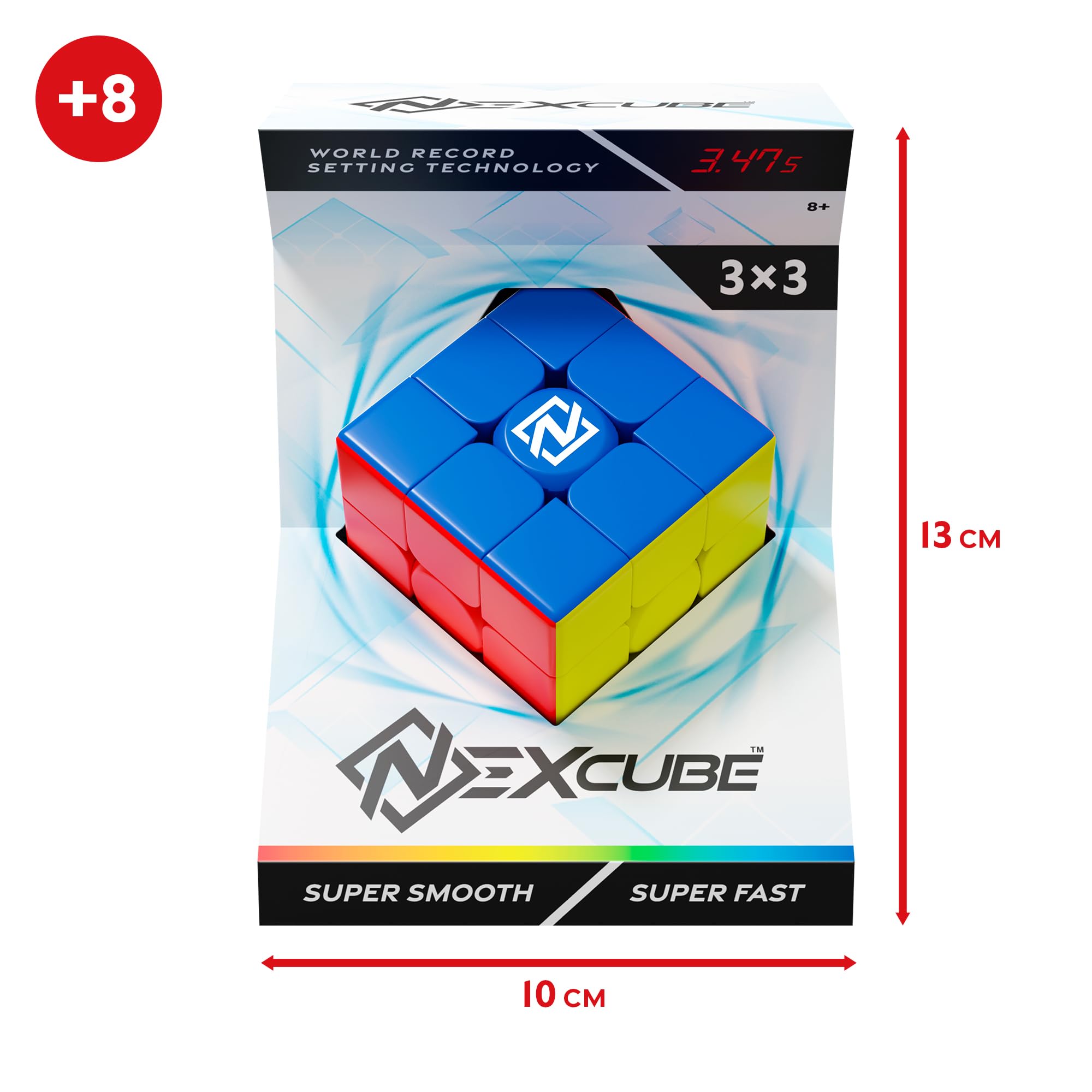 Nexcube 3x3 Clasico, El Cubo para Speedcubers. Máxima Velocidad. Sin Pegatinas. con posicionamiento preciso y Sistema de Doble Ajuste, Multicolor (64559901)