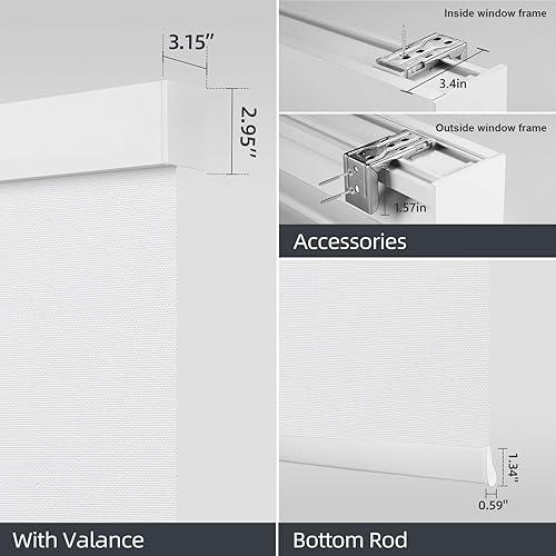Miniatura 5 de ACMEART Persianas opacas motorizadas para ventanas, persianas enrollables eléctricas recargables con control remoto, persianas inteligentes que