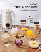 Vista 2 de Máquina de leche de nuez 8 en 1, 32 onzas de almendras caseras, avena, coco, soja, leches a base de plantas y bebidas no lácteas, máquina automática