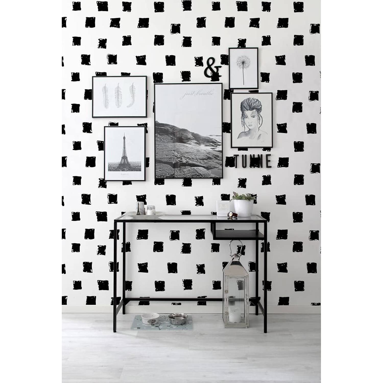 Papier peint intissé pour chambre et cuisine décoration murale carrés graphiques 104x70cm