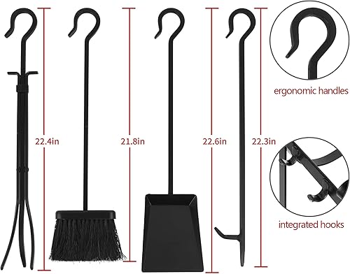 Miniatura 6 de AMAGABELI GARDEN & HOME Estante grande de leña de 31.6 pulgadas, juego de herramientas para chimenea, soporte de madera para interiores, con