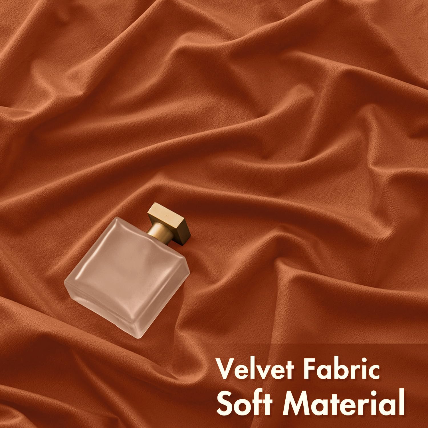 EMEMA Lot de 2 rideaux opaques en velours avec galon fronceur, orange-rouge, 245 x 140 cm (H x l) | Rideaux décoratifs en velours avec galon fronceur, pour salon, chambre à coucher, occultant, thermique, galon fronceur
